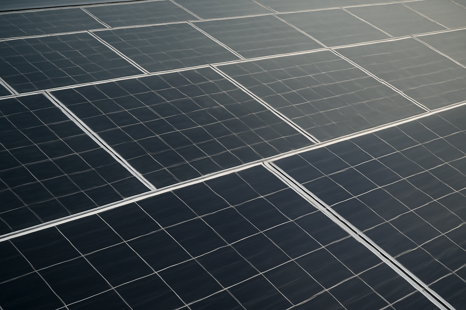 Image éditoriale de panneaux solaires sous la lumière du jour, illustrant le fonctionnement des panneaux photovoltaïques monocristallins et polycristallins.
