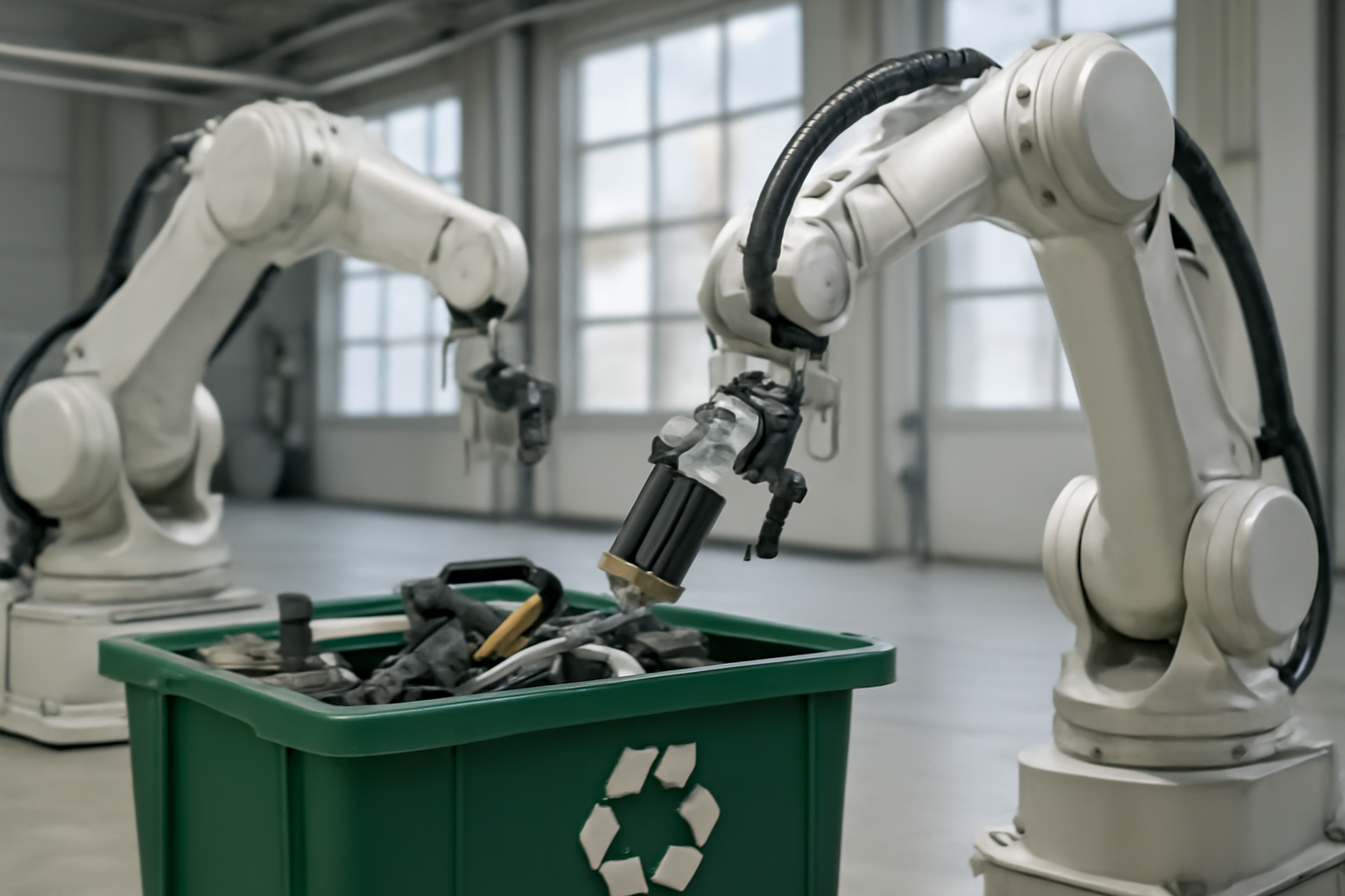Recyclage robotisé des batteries lithium-ion dans une installation industrielle moderne.