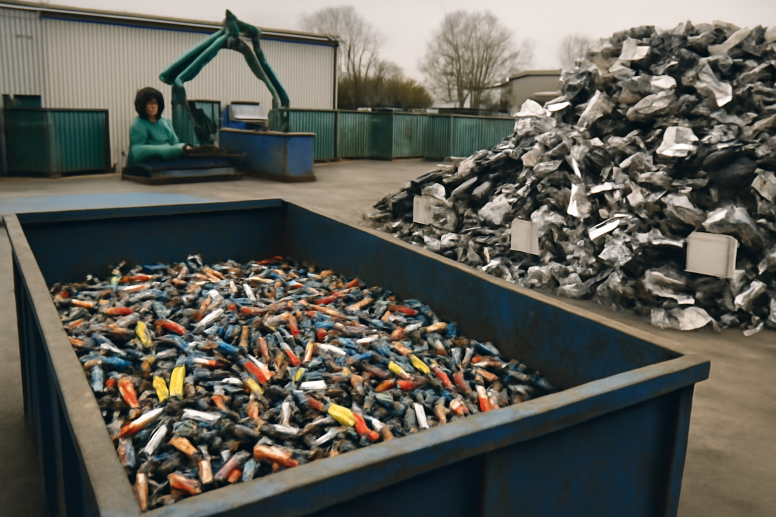 Filière de recyclage des batteries et déchets électroniques dans une usine en Europe