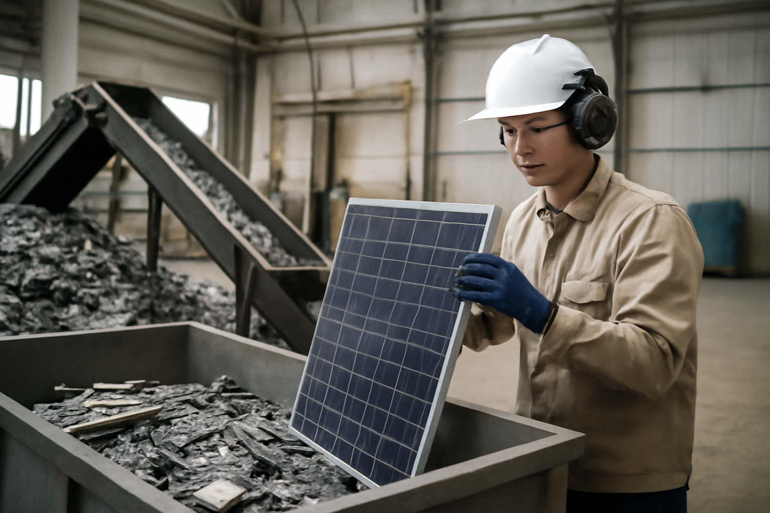 Processus de recyclage des panneaux solaires dans une usine de recyclage
