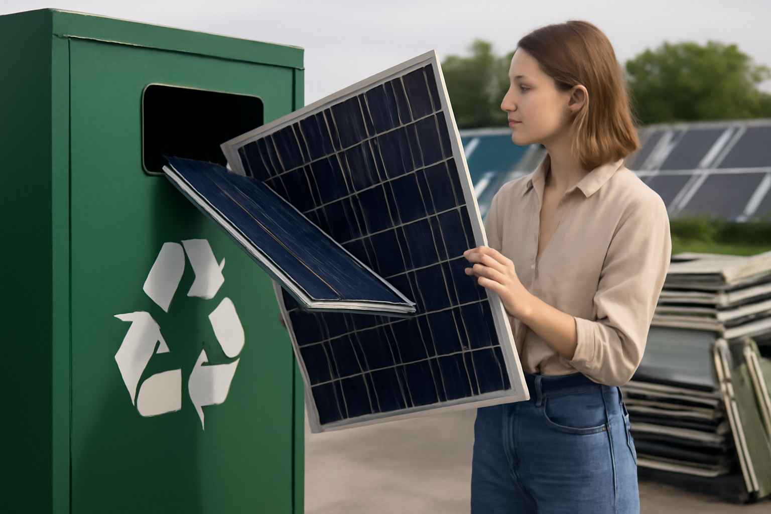 Image éditoriale illustrant la technologie facilitant le recyclage des panneaux solaires accessible aux utilisateurs finaux.