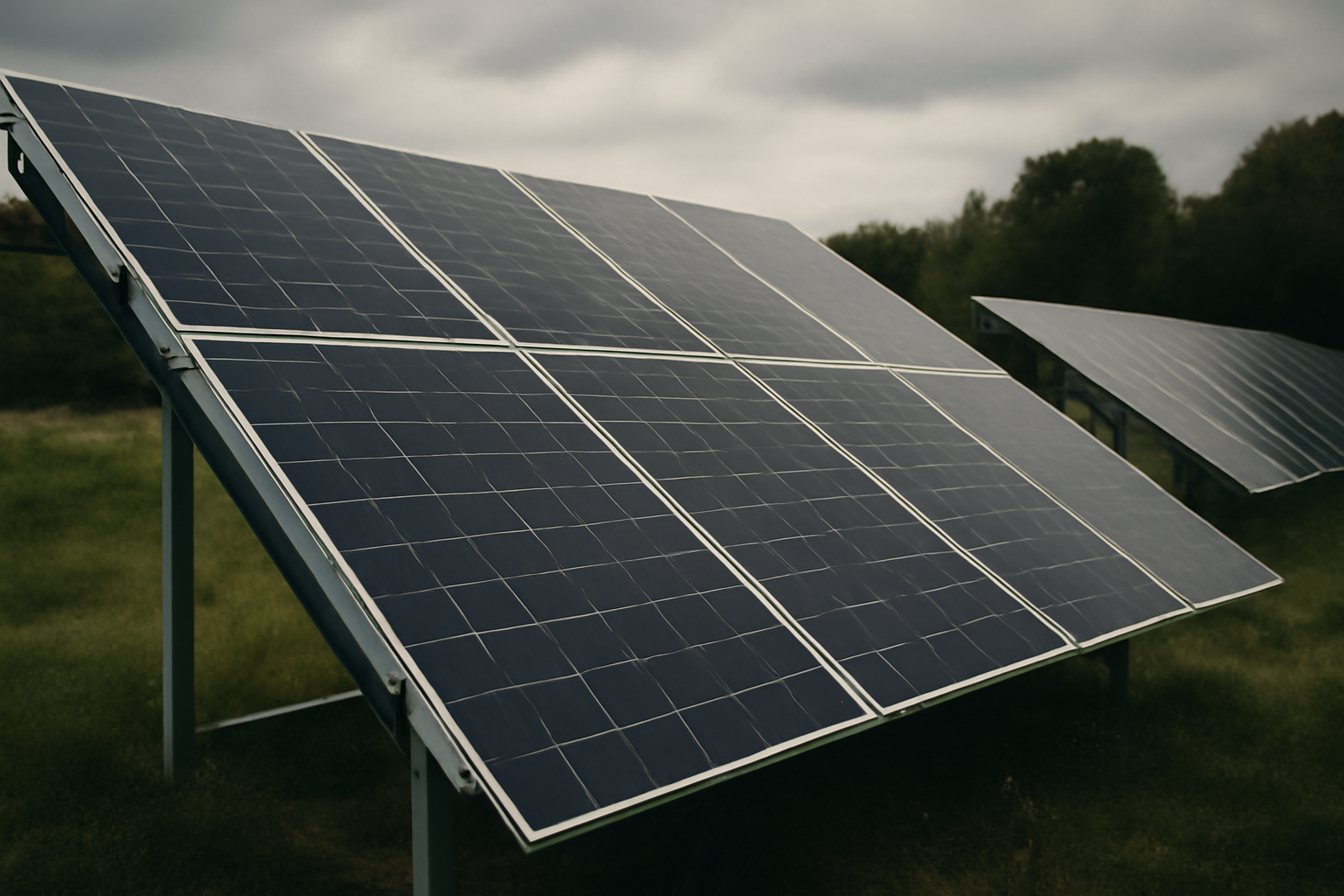 Image éditoriale de panneaux solaires en extérieur